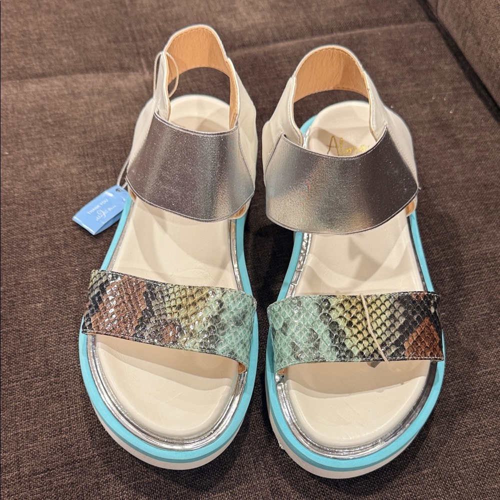 Alma en Pena Alma Blue Wedge Sandals